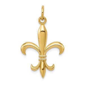 14k Yellow Gold 2D Fleur De Lis  Pendant, 18mm (11/16 inch)